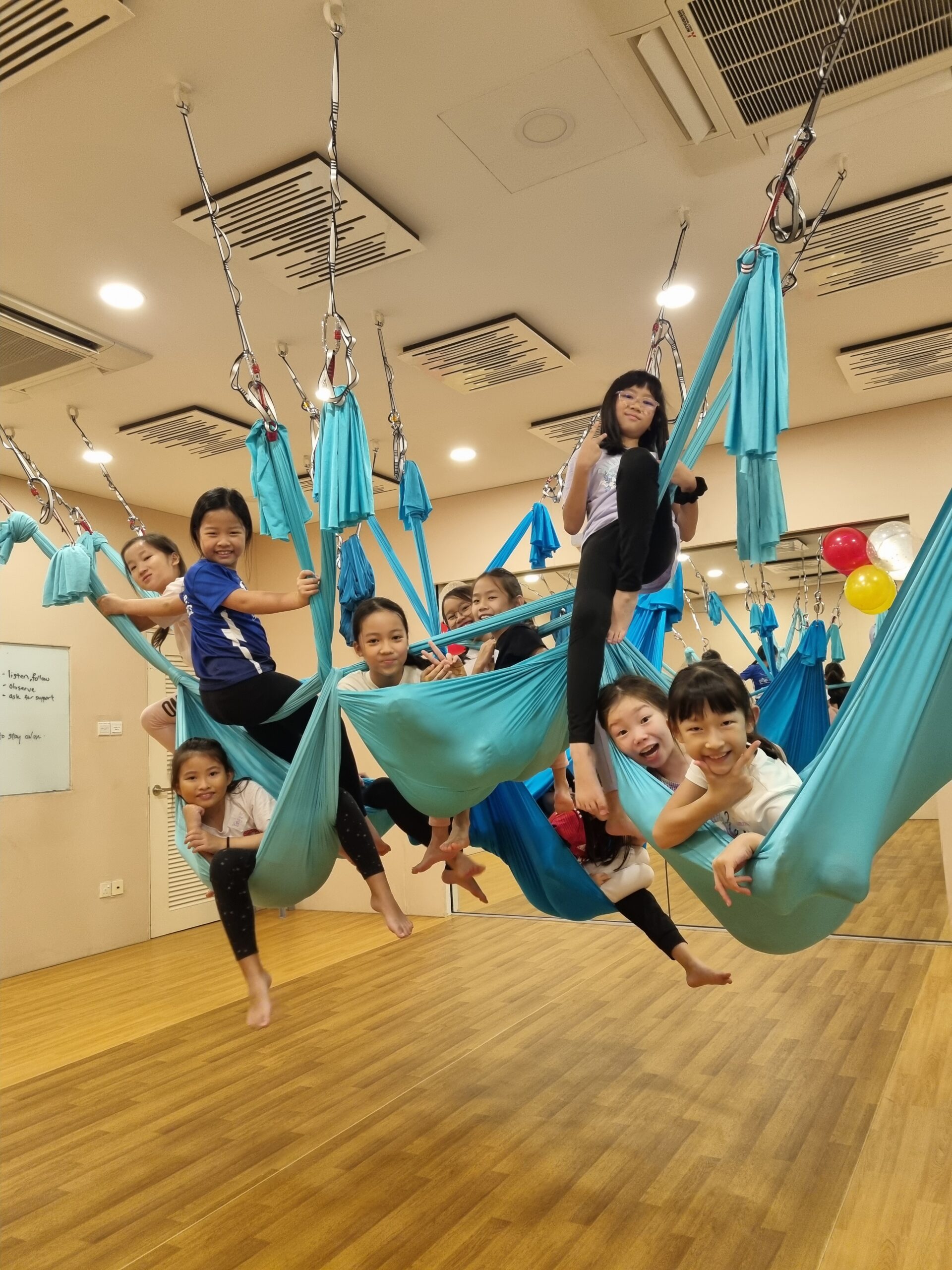 Kids aerial yoga birthday party in Singapore