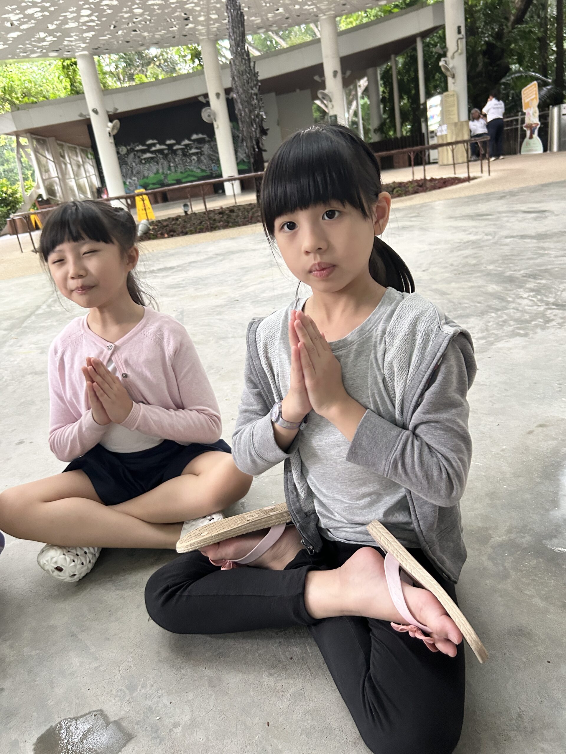 Children outdoor yoga at Singapore mindfulness camp