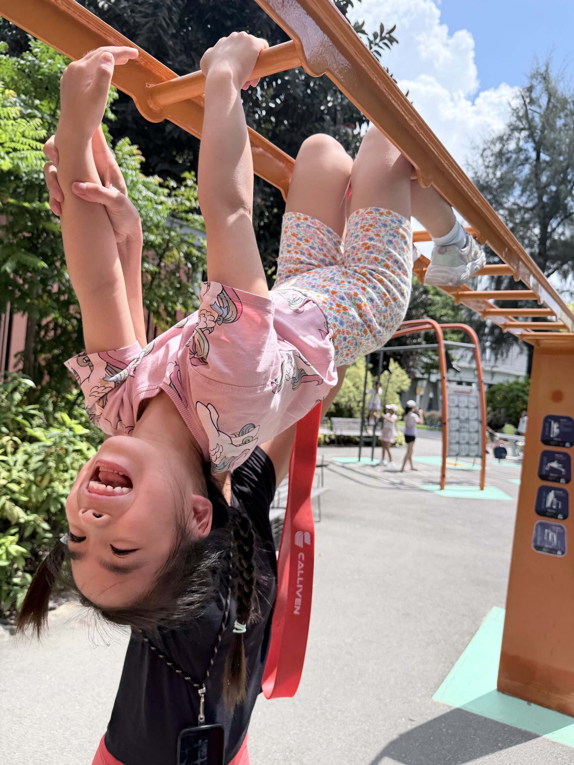 Children building body coordination at Singapore kids camp